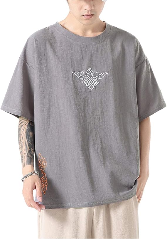 Amazon Jpバレンタインデー Tシャツ メンズ 半袖 カットソー 夏服 トップス 無地 プルオーバー 大きいサイズ 綿麻 柔らかい 吸汗 ゆったり 白tシャツ 刺繍柄 レトロ風 かっこいい 3色7サイズ Tシャツ カットソー 通販