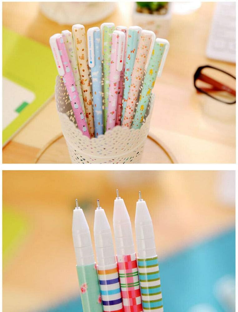SUPERTOLL 0.38 Ballpoint Pen Black Gel Pen Black Cute Cartoon Pens Stationery for School Office 10Pcs/Set(Nature Type B) - Image 5