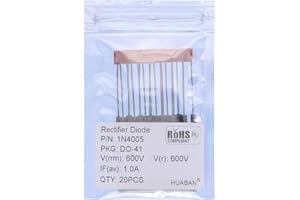 HUABAN 20PCS 1N4005 Rectifier Diode 1A 600V DO-41 (DO-204AL) Axial 4005 1 Amp 600 Volt