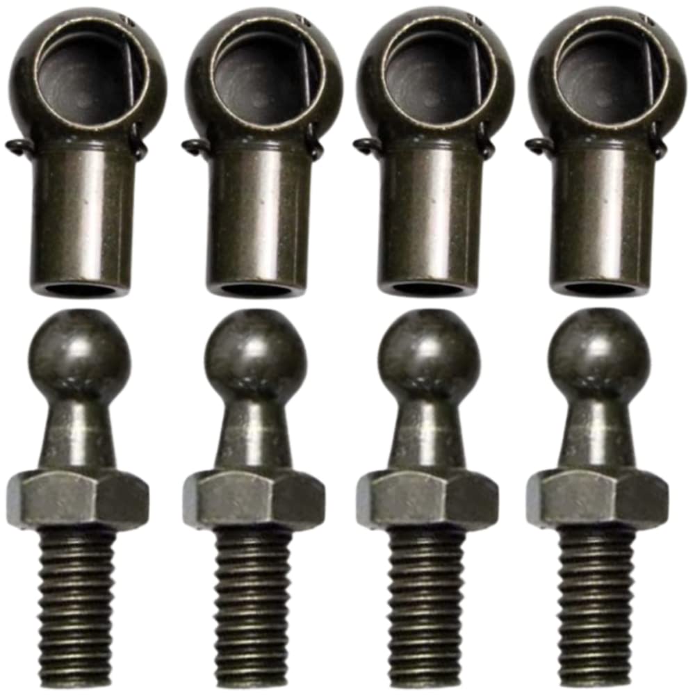 JINGLINGKJ 10MM Ball Socket M8 Male Screw Bolt Female Thread Detachable Gas Spring Metal Ball Joint Connector With Metal Wire End Fitting Bearing Joint 4pcs