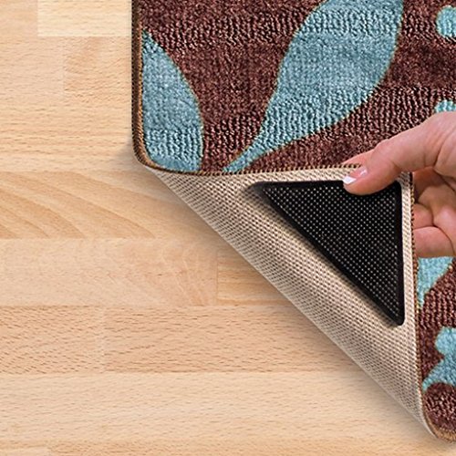 Minzhi 4pcs Triangular Anti-skid PU Carpet Gripper Washable Reuseable Non Slip Kitchen Bathroom Rug Pads Mat