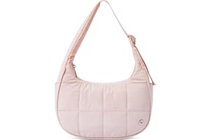 WESTBRONCO Small Puffer Crescent Shoulder Bag for Women, Nylon Quilted Shoulder Purses, Puffy Handbags with Adjustable Strap