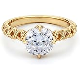 StiloVero Gold Engagement Rings for Women, Cushion Cut Cubic Zirconia Solitaire Cathedral Engagement Ring, 18K Gold Plated Sterling Silver Vintage Promise Ring, Wedding Anniversary Jewelry Gift