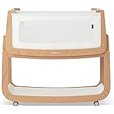 Snuz SnuzPod 5 Bedside Bassinet with Mattress, Natural | 3-in-1 design with zip-down wall, rocking stand, lift-off basket, removable wheels and breathable mattress