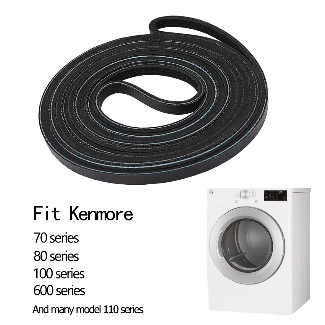 Dryer Drum Belt for Kenmore Series 70/80，Model 110, Dryer Drive Belt Replacement.