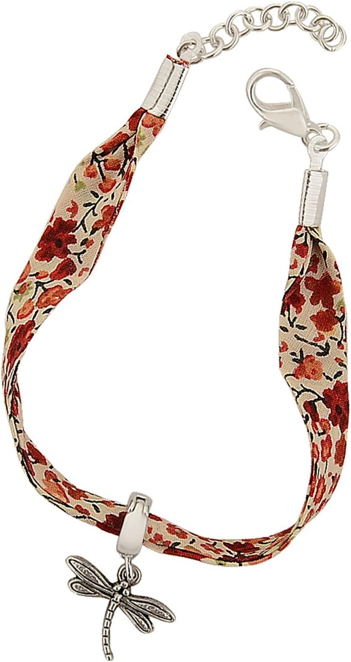 Floriana Three Part Liberty Ribbon Print and Dragonfly Charm Bracelets