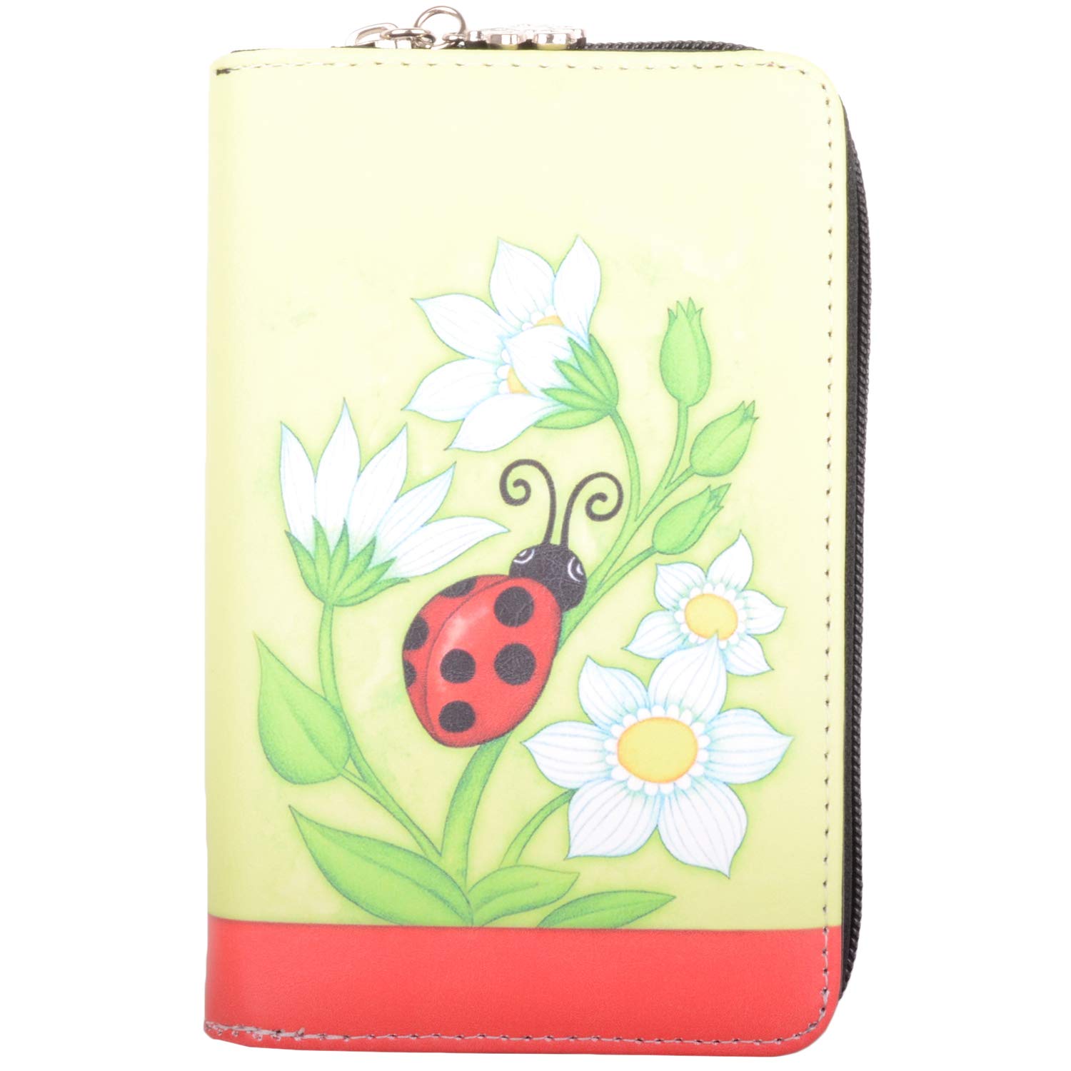 Womens Medium Faux Leather RFID Protected Money Credit Card Animal Purse - Ladybird