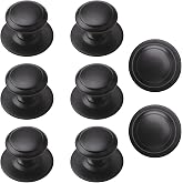 MOROBOR Stainless Steel Drawer Knobs, 8pcs Self-Stick Instant Cabinet Handle Pulls, 1.18Inch Adhesive Sliding Door Stick On Handle with Mounting Screws for Glass Cabinet Cupboard Drawer (Matte Black)