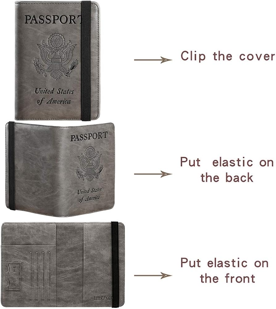  | Passport Holder Cover Wallet RFID Blocking Leather Card Case Travel Document Organizer (Coffee Grey) | Passport Covers