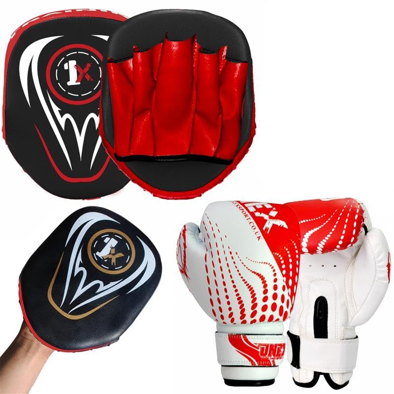 ONEX Boxing Gloves and Focus Pads Set for boys and girls Kids Twins Kickboxing Punching Professional Training - Hook and Jab MMA Punch Strike Bag