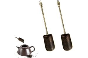 JANKOW Vintage Loose Leaf Tea Scoop with Fu Text, Bestow luck, Copper Metal Measuring Spoons For Tea, Coffee (2Pcs).