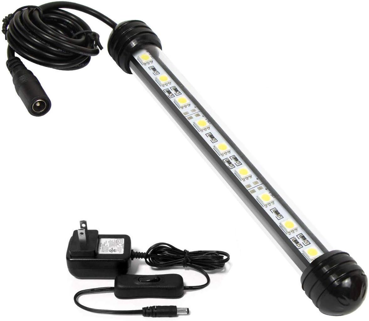 MingDak LED Aquarium Light - Fish Tank Light,Waterproof Submersible Crystal Glass Light for Fish,5050 SMD Optibright led Lights Color Lighting White - 15 LEDs 11.5 Inches…