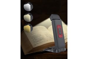 SFV Portable Book Light, Clip-On Rechargeable LED Reading Light for Books in Bed, 3 Amber Colors & 5 Brightness Adjustable, Compact & Long Lasting, Perfect for Book Lovers, Kids, Black