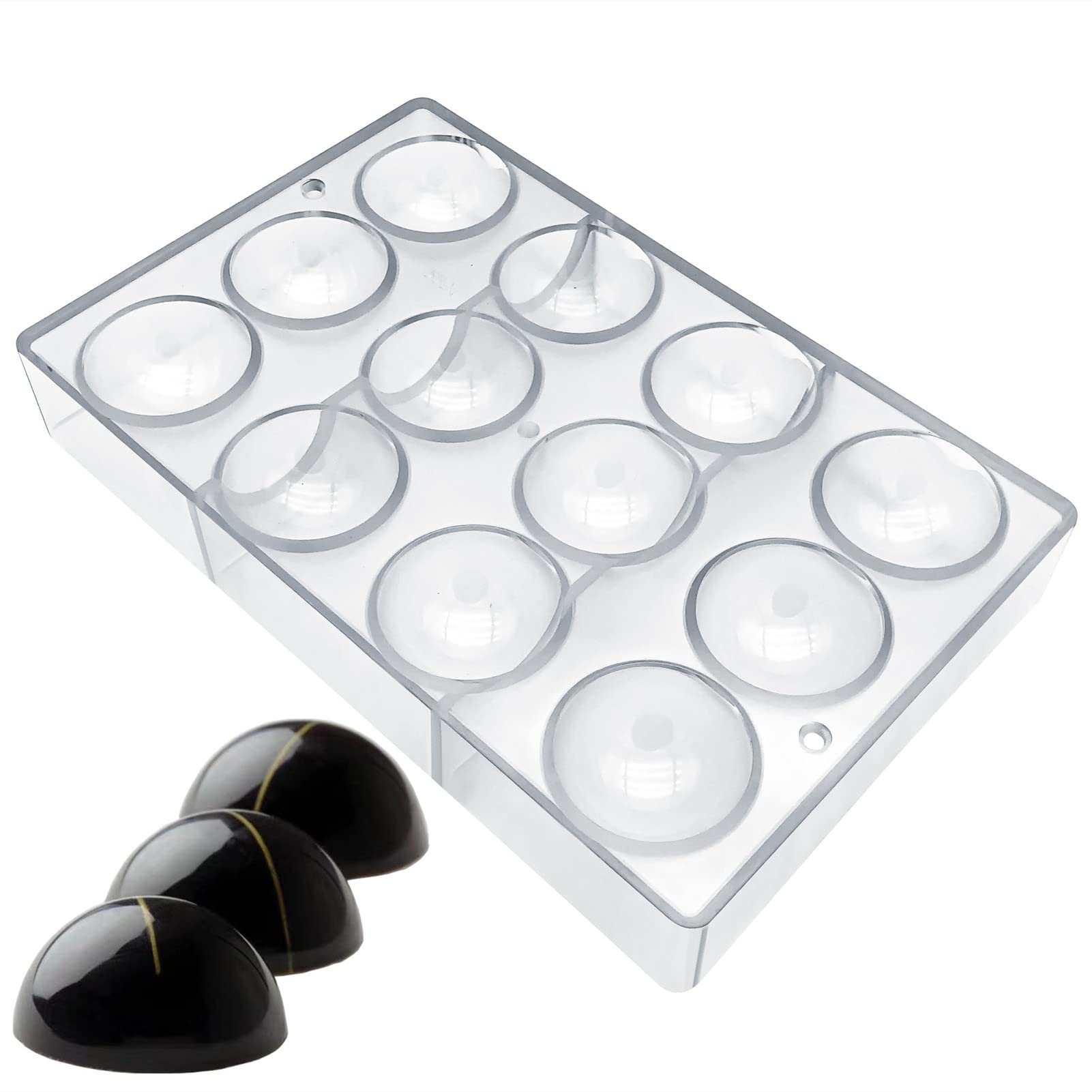 Large Half Ball Chocolate Mold Ball Polycarbonate Mould Chocolate Semi Sphere Mold Tray (Middle 2inch)