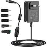 TKDY 12V 2A Power Supply Adapter with On Off Switch, DC in 12V Power Cord, AC 100-240V 50-60Hz 24W 12 Volt Converter, for LED Light Strip DVD Player Keyboard Router CCTV Camera Hard Drive.