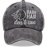 Kamaple Barn Hair Don't Care Hat, Embroidered Adjustable Wash Cotton Baseball Cap, Horse Lovers Gifts for Women Men