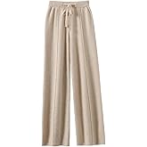 AIVYFAJA Women's Solid High Waist Knitted Wide Leg Pant Fall Winter Warm Drawstring Elastic Wide Leg Pants