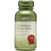 GNC Herbal Plus Whole Herb Cranberry 500mg 100 Capsules | Supports Urinary Tract Health, Vegetarian Formula, Gluten-Free, Sodium Free, Free of Sugar and Artificial Colors
