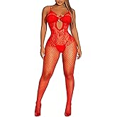 Lysvihart Sexy Fishnet Bodystocking Plus Size Sheer Stretchy One-Piece Mesh Lingerie for Party Date
