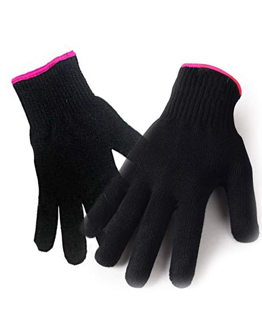 Photo 1 of AFT90 2 Heat Resistant Glove for Hair Styling, Curling Iron, Flat Iron and Curling Wand, Black, Pink Edge