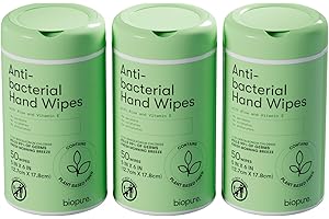 Biopure Antibacterial Hand Wipes Fresh Morning Breeze- Antibacterial Wipes with Aloe and Vitamin E Formula | 5"x7" Wet Wipes Canister | No Parabens, Sulfates or Phthalates, Kills 99% of Germs, 150 ct