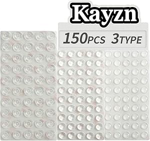 Kayzn Clear Rubber Bumper Pads Sound Dampening Small 150 Pieces Transparent Self Stick Furniture Pad Buffer Bumpers for Drawer Cabinet Laptop Picture Frames