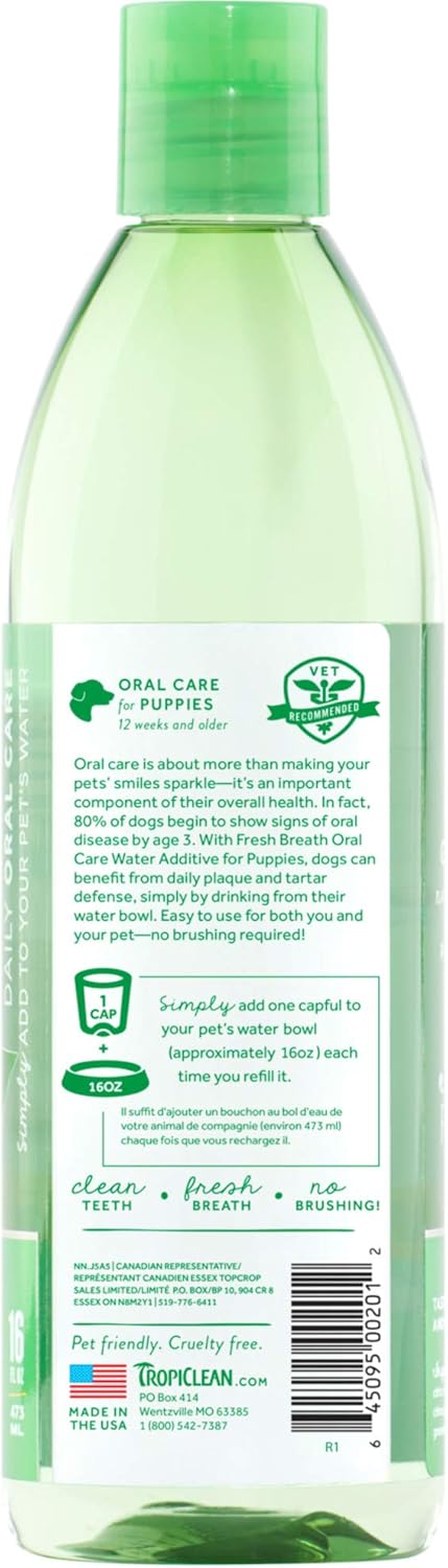 TropiClean Fresh Breath Puppy Teeth Cleaning, Puppy Dental Care for Bad Breath, Breath Freshener, Water Additive Mouthwash - Image 3