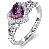 Accver Celtic Sterling Silver Birthstone Ring for Women, Adjustable Size Trinity Knot Heart Design 925 Silver January Garnet Ring, Meaningful Birthday Gift for Girlfriend, Wife, Mom