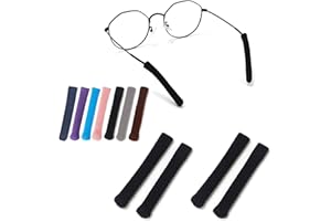OMNFUL Upgrade Soft Knitting Cotton Fabric Glasses Ear Cushion, Anti-Slip Elastic Comfort Eyeglasses Temple Tips Sleeve Retainer, Eyeglass Ear Cushions Grips for Glasses Sunglasses Eyewear(2pairs Black)