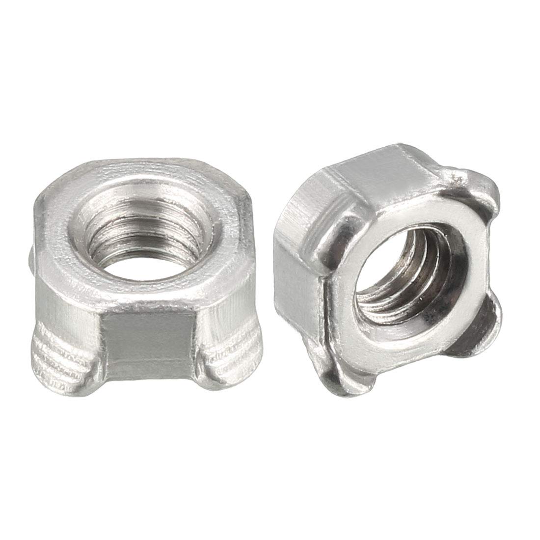 sourcing map Weld Nuts,M6 Square UNC Coarse Carbon Steel Machine Screw Silver Pack of 40