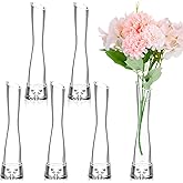 6 Pcs Glass Bud Vases for Centerpieces Maria Modern Clear Small Skinny Decorative Single Flower Bud Vase for Wedding Party Event Home Office Decoration(7.87 Inch,Transparent Color)