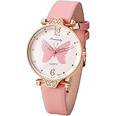 Lancardo Women Butterfly Leather Watch: Ladies Smple Casual Analog Quartz Rhinestone Elegant Wrist Watch for Women