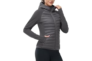 TBMPOY Women's Running Winter Jackets with Hood Warm Lightweight Insulated Water Resistant Puffer Jacket for Hiking Golf