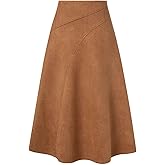Kate Kasin 2025 Women's Suede Skirts, High Waist A-Line Skirt, Fall Winter Midi Skirt