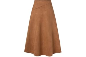 Kate Kasin 2025 Women's Suede Skirts, High Waist A-Line Skirt, Fall Winter Midi Skirt