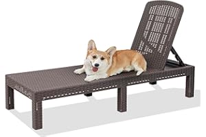DIMAR GARDEN Outdoor Chaise Lounge,Resin Pool Lounge Chair Waterproof Recliner,Mocha
