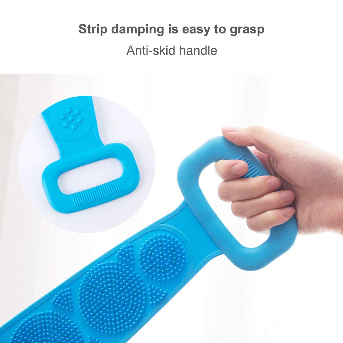 Adofect 2 Pack Silicone Body Brush Scrubber, Double Side Silicone Back Scrubber, Back Cleaning Shower Strap for Comfortable Massage Shower (Blue & Green) : Beauty