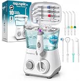 Aquapik 100 Countertop Water Flosser, Corded Water Pick for Teeth Cleaning | Electric Water Dental Pick Flosser, Oral Irrigator for Daily Gum Care, Braces, Implants, Family Use, 10 Levels, 8 Tips +Nasal