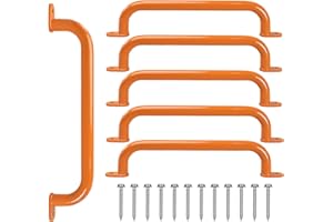 ESPETS 17 Inch Pack of 6 Orange Steel Handles for Outdoor Playground Equipment Accessories- Swing Set Attachment Grab Bars, Playset Safety Handles, Indoor Monkey Bars for Jungle Gym, Playhouse