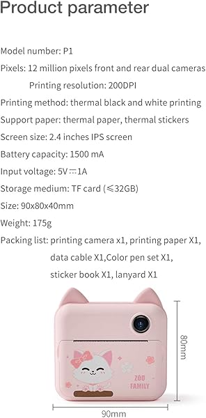 Kids Digital Camera 2 4 Inches 12MP 1080P HD USB Children GiftBuilt in 1500mA Lithium Battery   Kitten
