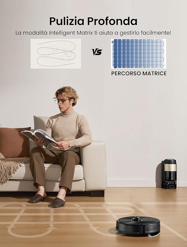 Q20 Plus Robot Aspirapolvere Lavapavimenti con Mappatura 10000Pa, 200 Minuti Autonomia, Senza Sacco,Aspirapolvere Robot Lavapavimenti Mappatura con Stazione per Tappeti/Pavimenti