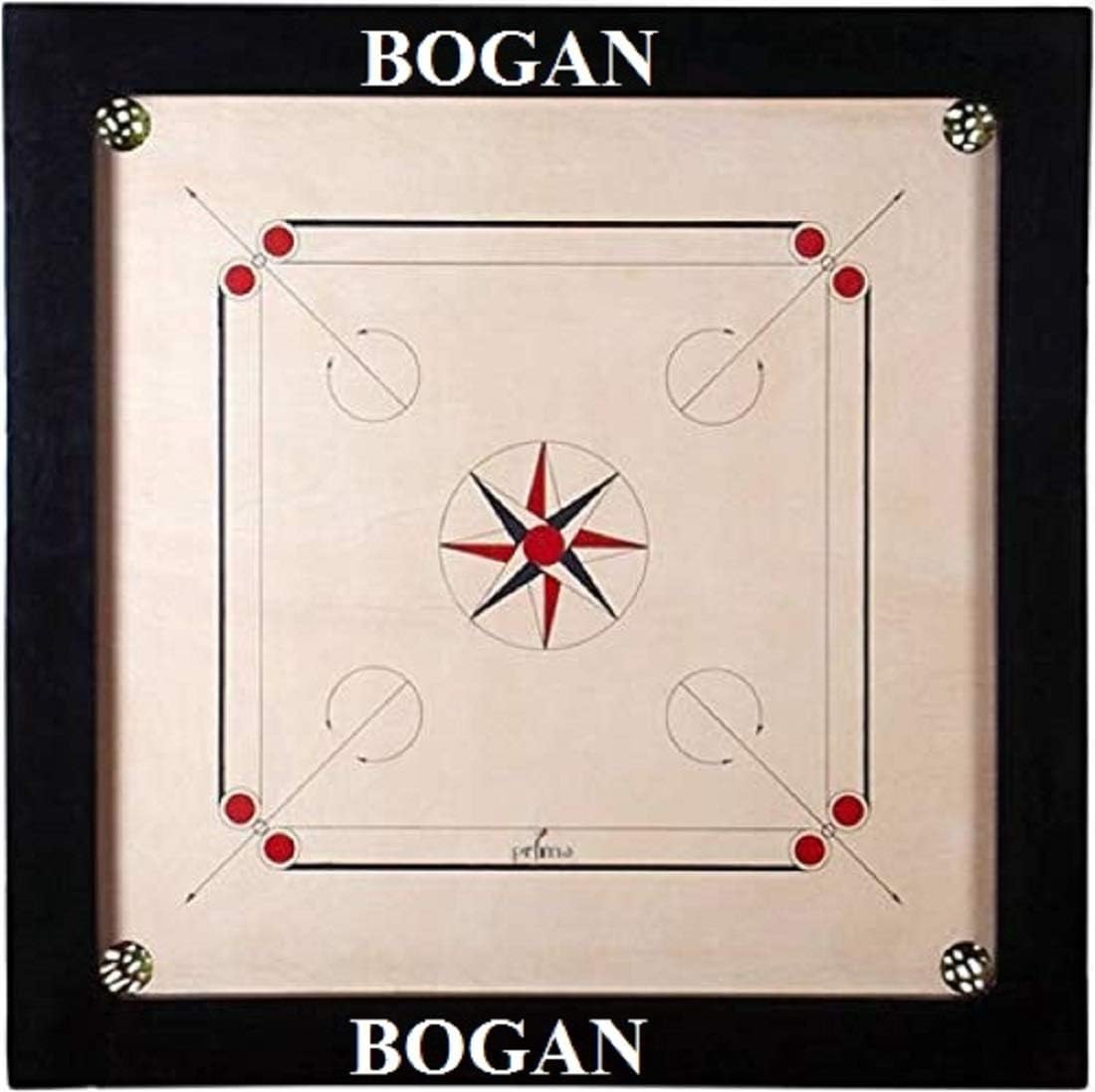Bogan Full Size(Large) 32' Inch Matte Finish Cut Pocket Carrom Board with Coins, Striker