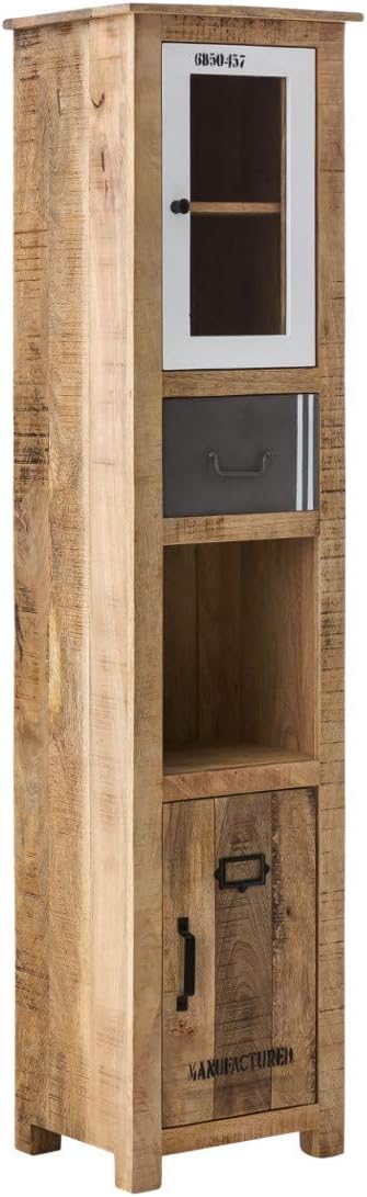 Woodkings Hochschrank Pune Badmobel Holz Rustiakl Massiv Mango Natur Grau Weiss Badezimmer Badezimmerhochschrank Badschrank Bad Modern Amazon De Kuche Haushalt