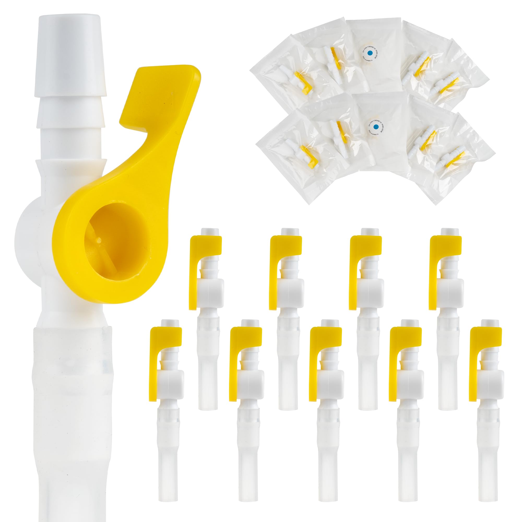 Photo 1 of 10 Pcs Ximter Comfort Flow Catheter Valves - Sterile, Easy to Use Lever Tap, Smooth Edges, and Tubing for Optimal Urine Drainage Comfort (10 Pack)