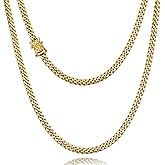 CG&KYGG 3mm 6mm Miami Cuban Link Chain 14K Real Gold Plated 316L Stainless Steel Solid Necklace for Mens Womens(Double Safety Clasp, Christmas or Birthday Gift)
