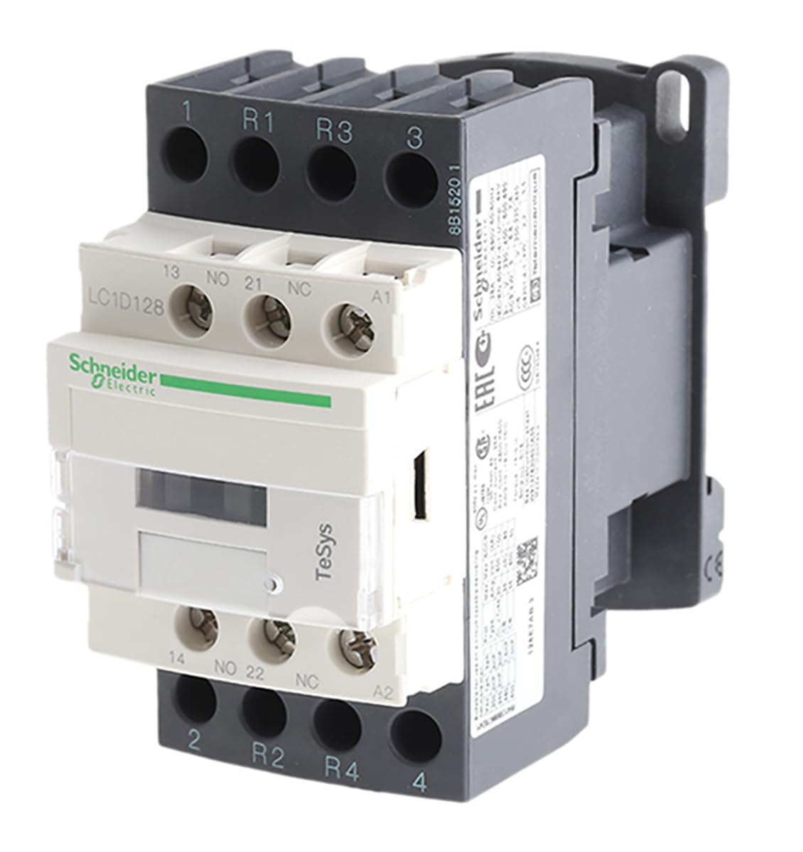 Schneider Electric TeSys D - AC Contactor, 48 V AC, 50/60 Hz, 4 Pole, 2NO + 2NC, 12A, Fixed & DIN Rail Mounting, LC1D128E7