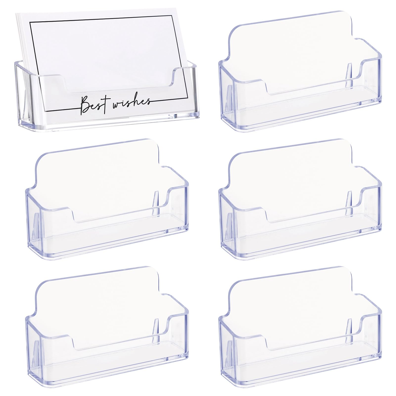 Partideal 6 Pcs Business Card Holders,Office Clear Business Card Stand,Desktop Front Desk Display for Women and Man,Personalised Acrylic Card Holders Fits for Placing 40 Business Cards