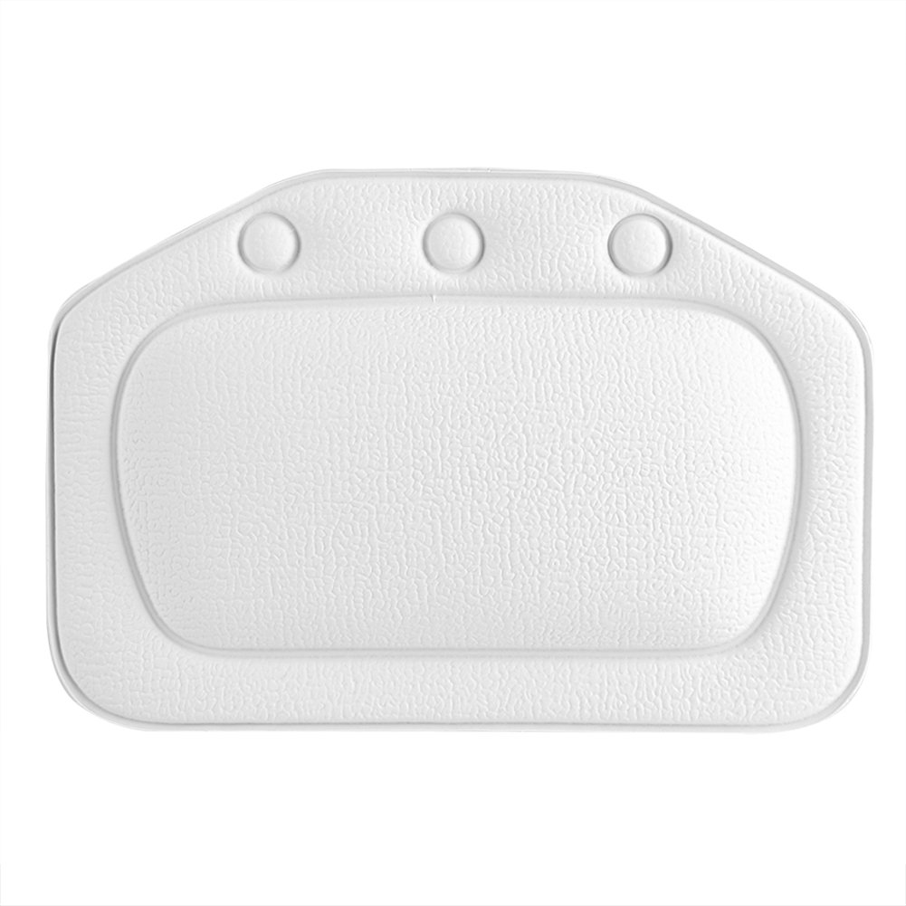 Fdit Bathtub Pillow Pvc Soft Foam Sponge Padded Spa Headrest Bath Head Pillow Neck Back Cushion for Bathroom Hotel(White)