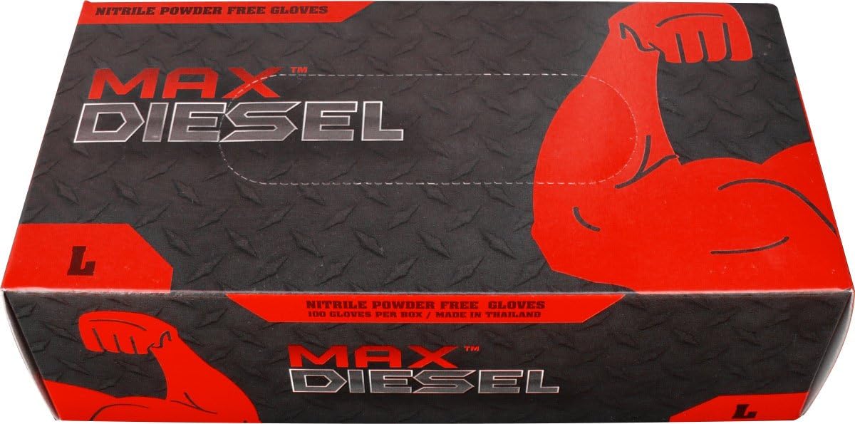 Red Steer Max Diesel 70001 Black Medium Nitrile Powder Free Disposable General Purpose & Examination Gloves - Food, Industrial Grade - 70001-M [PRICE is per BOX]