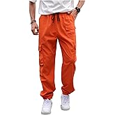 Verdusa Men's Elastic Waist Drawstring Cargo Pants Streetwear Joggers